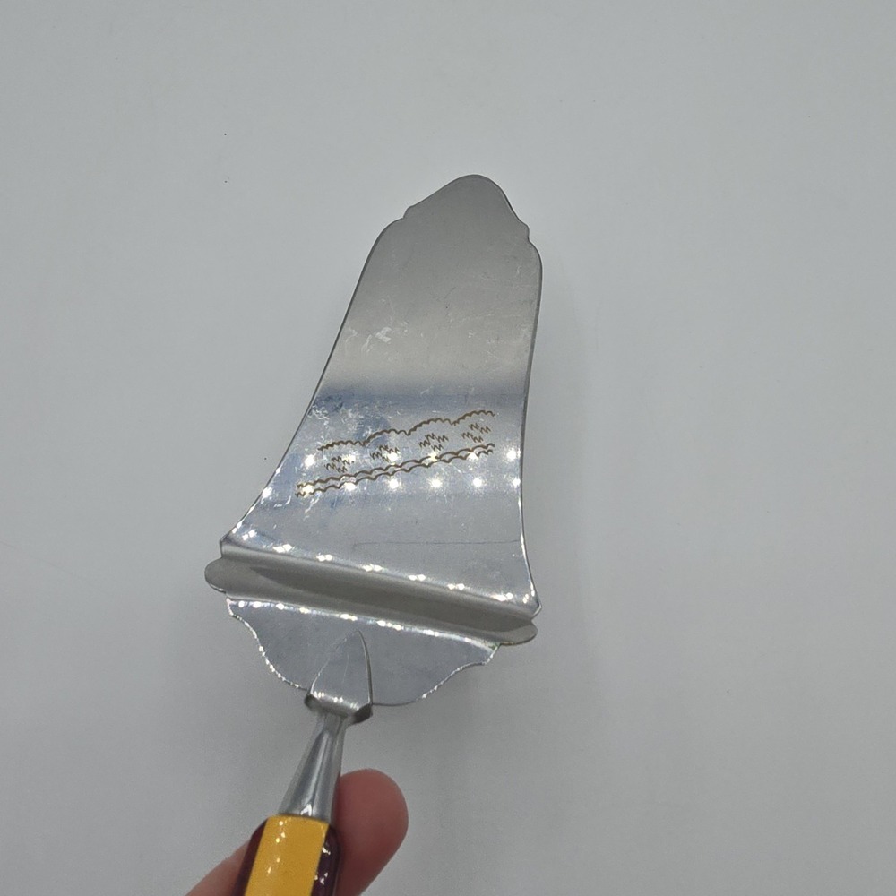 Vintage Red and Yellow Bakelite Handled Cake‎ Pie Server Spatula German Germany - Picture 5 of 12